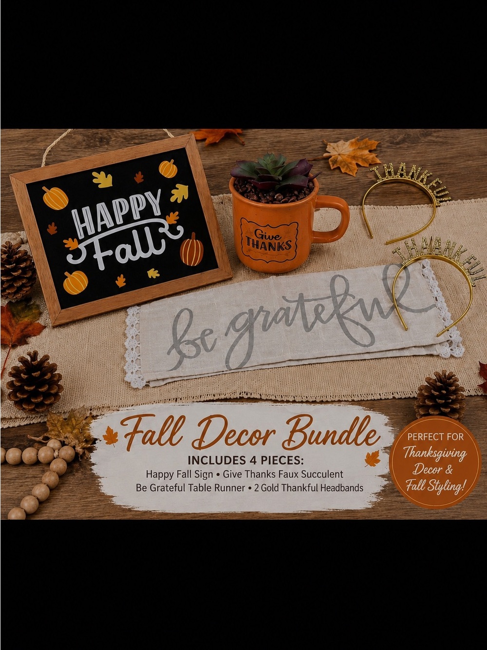 Cozy Neutral Fall Decor Bundle Farmhouse Thanksgiving Set